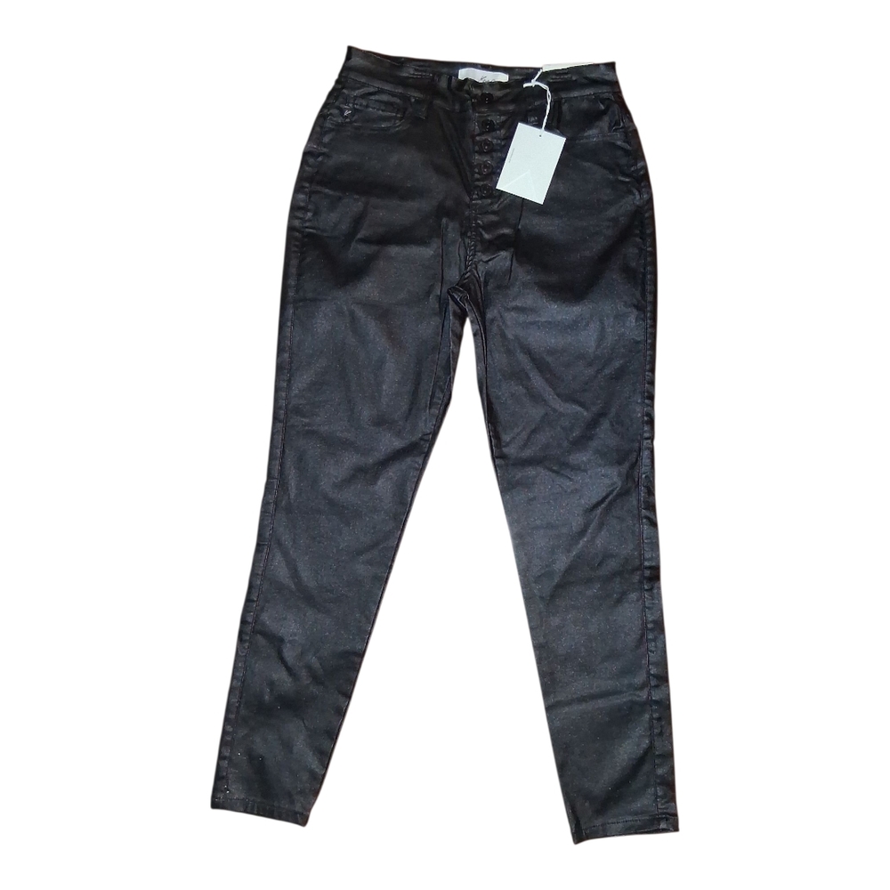 NWT KanCan Charcoal Black Coated Denim Jeans 29"